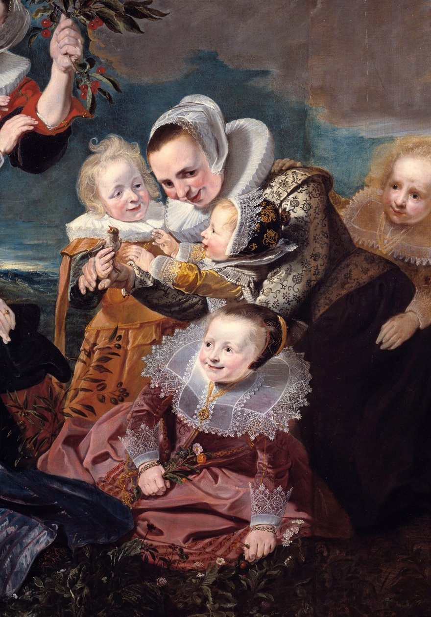 Detail portrétu Pauluse Van Beresteyna (1588-1636) s manželkou, šesti dětmi a dvěma služebnými. Obraz Pietera Soutmana (1590-1657) 1630 Ne. 1,67x2,41 m od Pieter Claesz Soutman