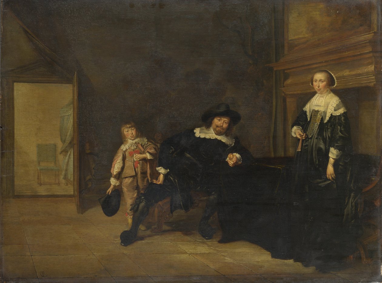 Portrét muže, ženy a chlapce v pokoji, 1640 od Pieter Codde