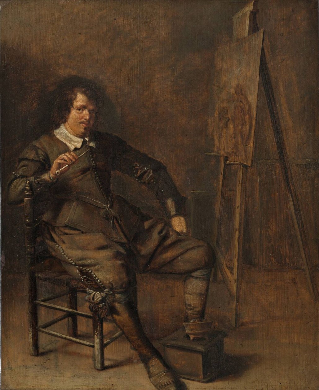 Portrét malíře před jeho stojanem, kolem roku 1630 od Pieter Codde