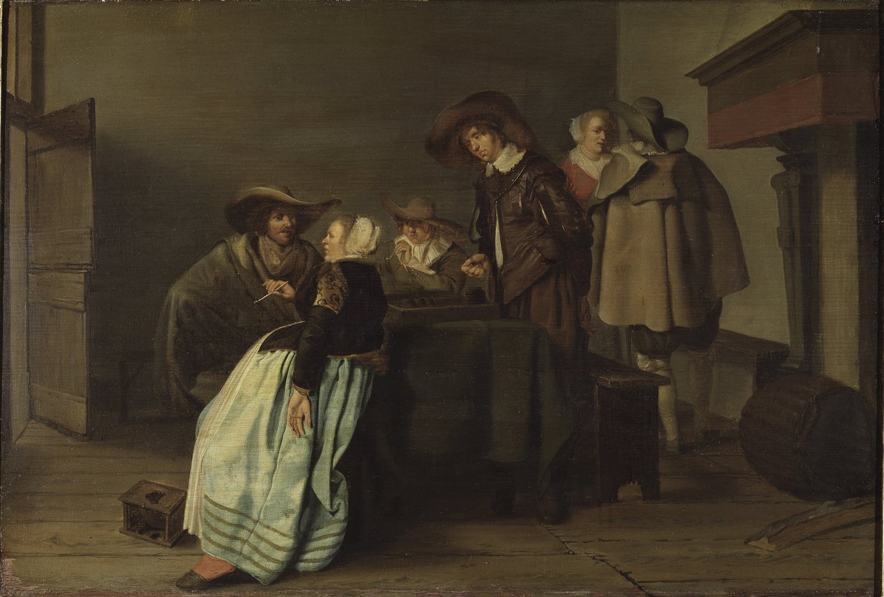 Une konverzace - Rozhovor, Codde, Pieter (1599-1678). Olej na plátně od Pieter Codde