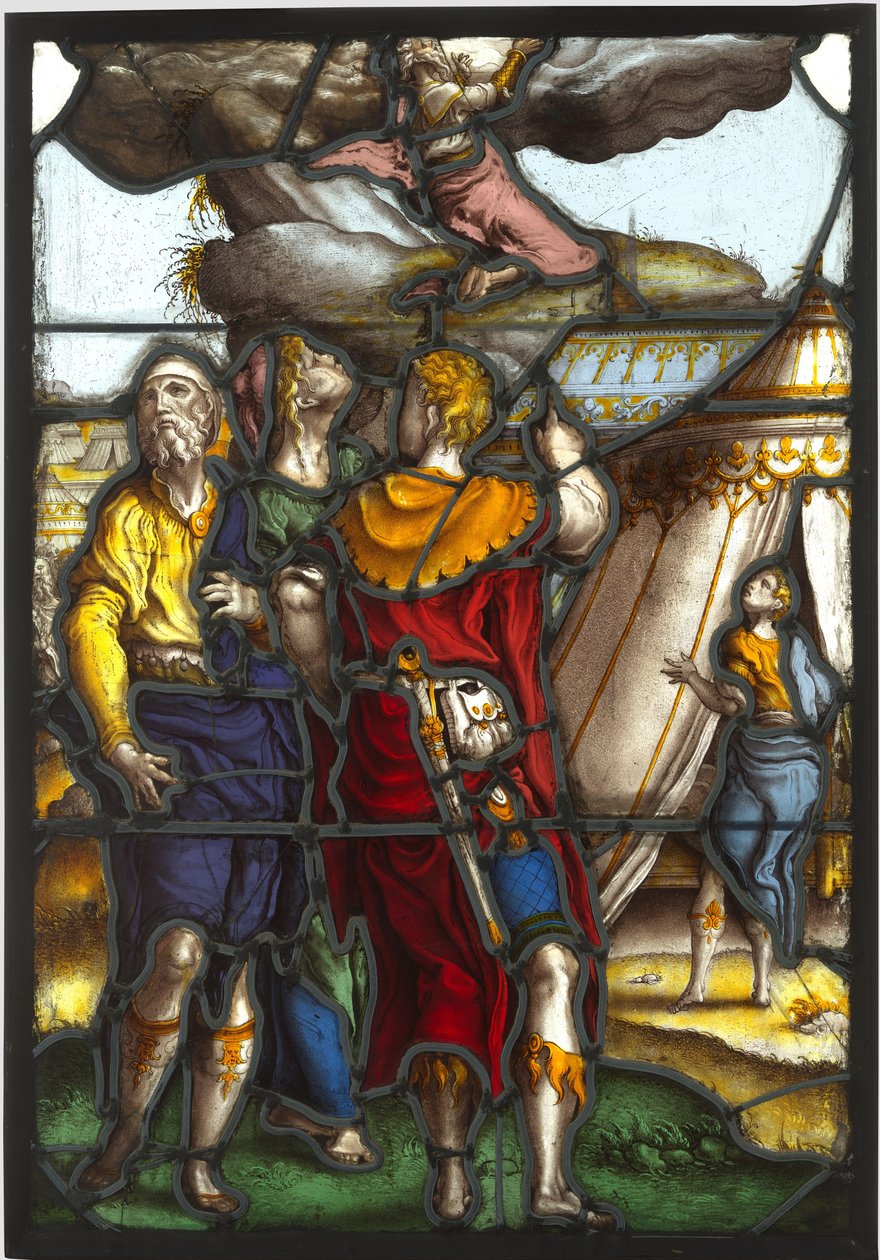 Okenní tabule zobrazující Mojžíše na hoře Sinaj od Pieter Coecke van Aelst (I) (circle of)