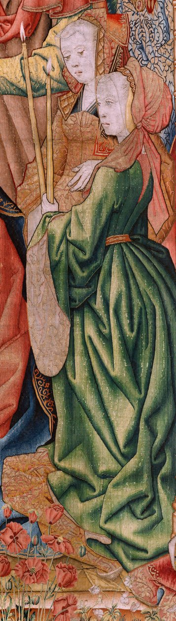 Vlámský gobelín. Seriál Epizody ze života Panny Marie; Prezentace v chrámu (Presentación en el Templo). Druhá tapisérie v sérii. Modely připisované Janu van Roomeovi (nebo van Brusselovi). Výroba Pieter van Aelst, Brusel. Přibližně 1502-1504. od Pieter Coecke van Aelst