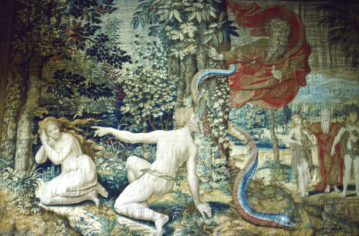 Florencie. Adam a Eva po pádu, Bruselský gobelín, 1548, 20. století od Pieter Coecke van Aelst