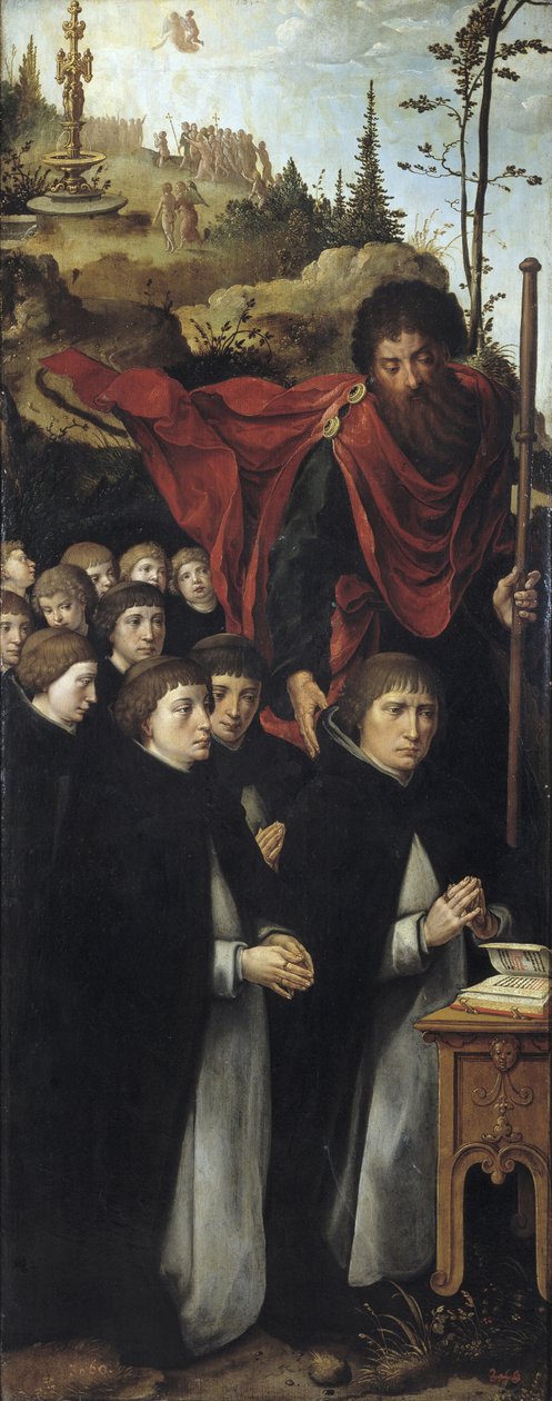 Apoštol svatý Jakub Veliký s kazateli Pravý panel triptychu Poslední soud od Pieter Coecke van Aelst