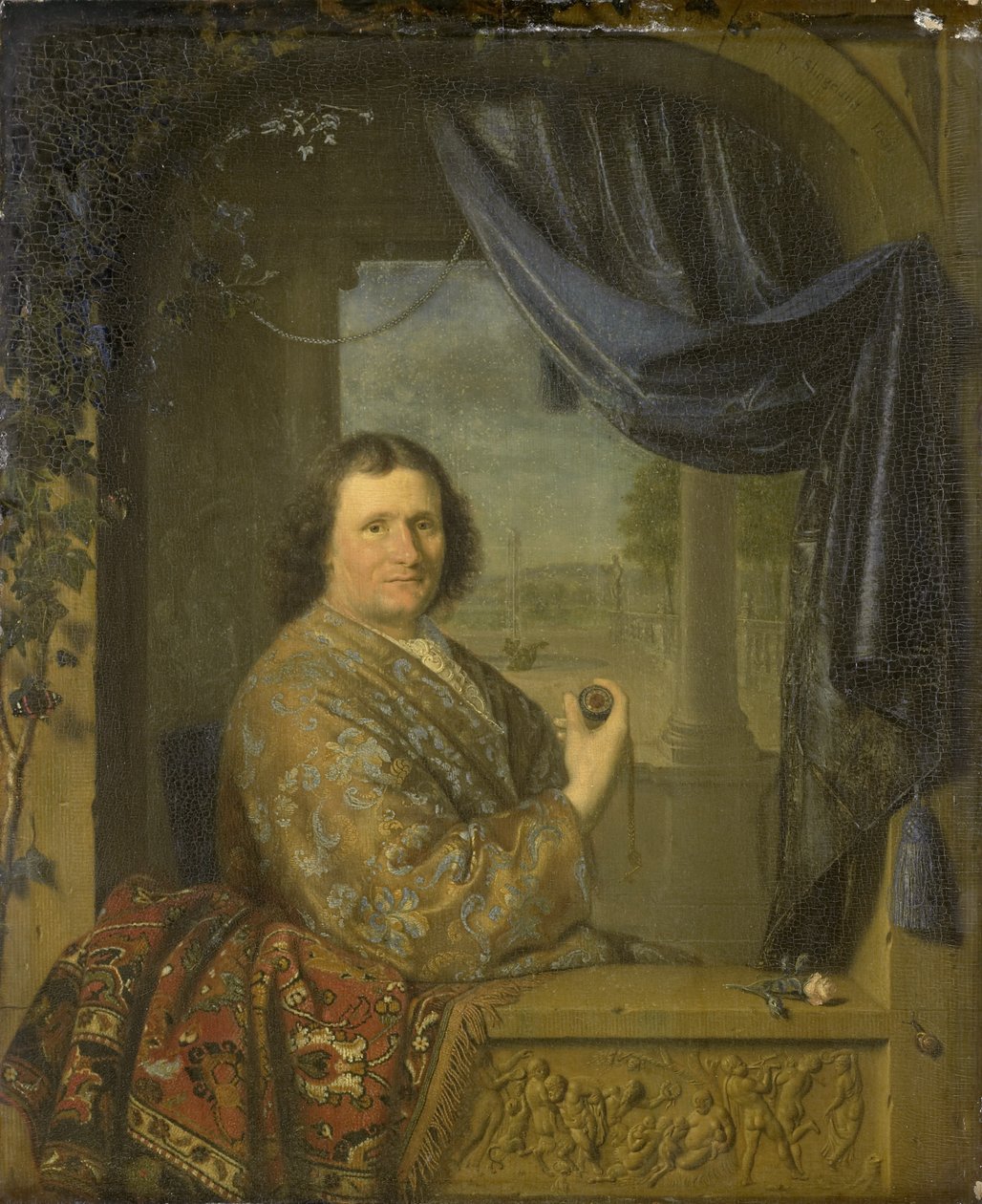 Portrét muže držícího hodinky, 1688 od Pieter Cornelisz Slingelandt van