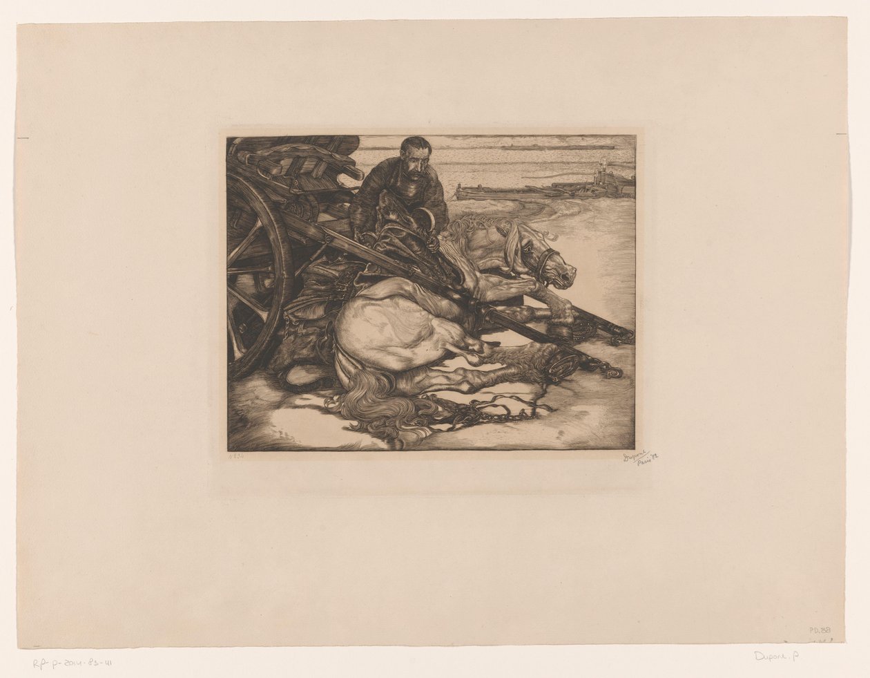 Zraněný tažný kůň od Pieter Dupont (signed by artist)