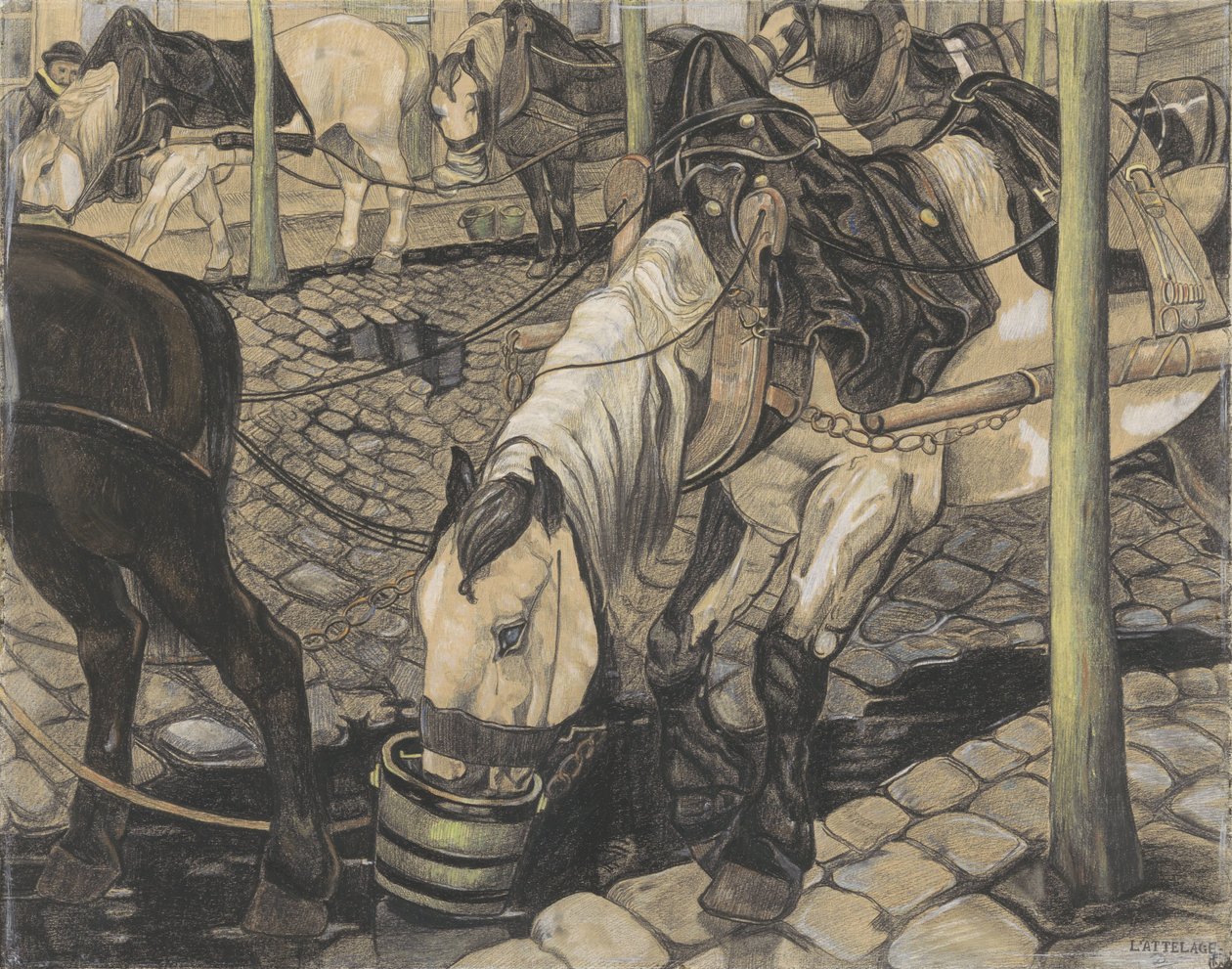 Koně jsou krmeni od Pieter Dupont (signed by artist)