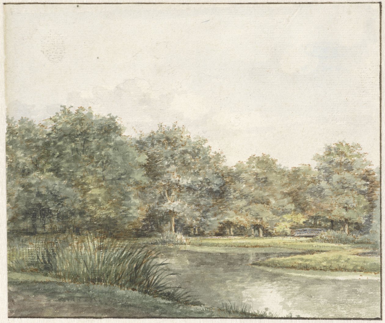 Krajina se stromy na vodě od Pieter Ernst Hendrik Praetorius