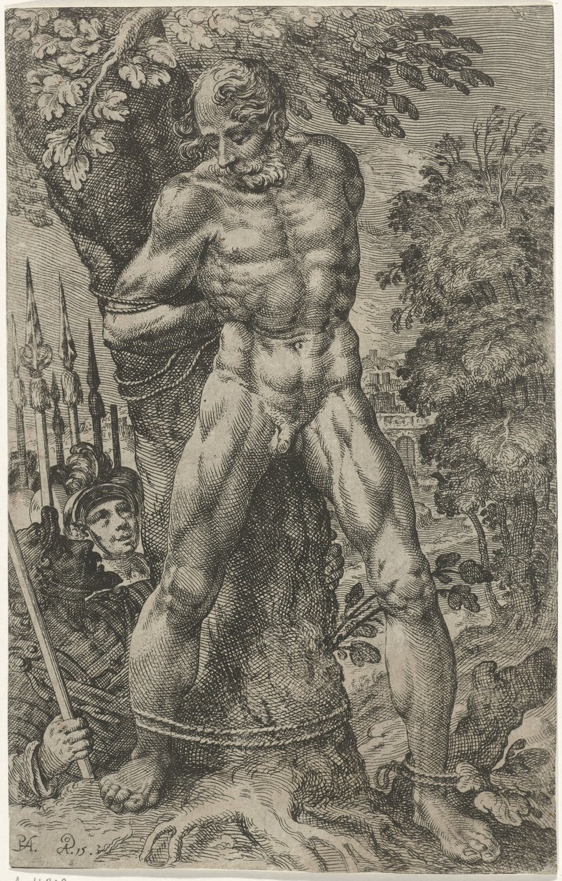 Achior přivázaný ke stromu od Pieter Feddes van Harlingen