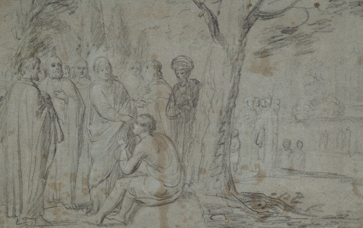 Kristus uzdravující slepce (recto); Venuše a Amor (verze) od Pieter Fransz. de Grebber