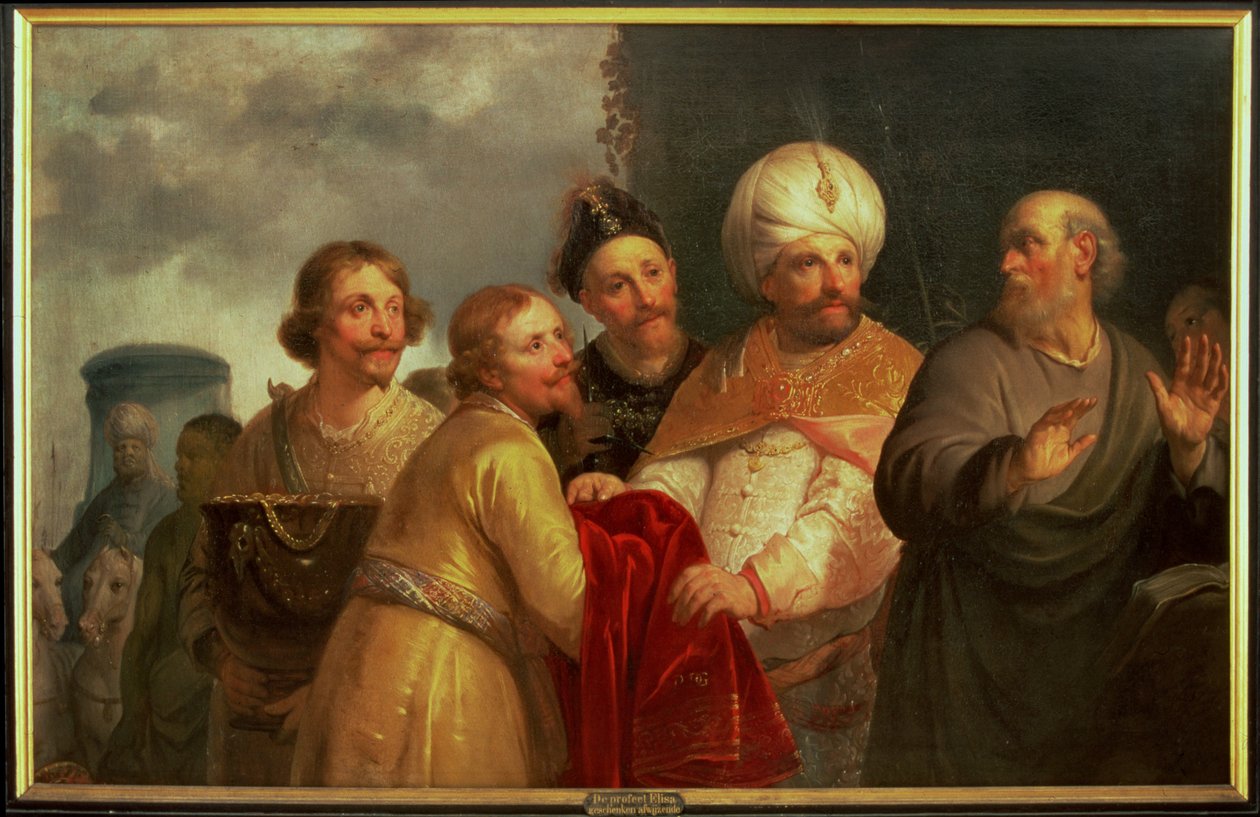 Prorok Elisha odmítající dary od Naamana od Pieter Fransz. de Grebber
