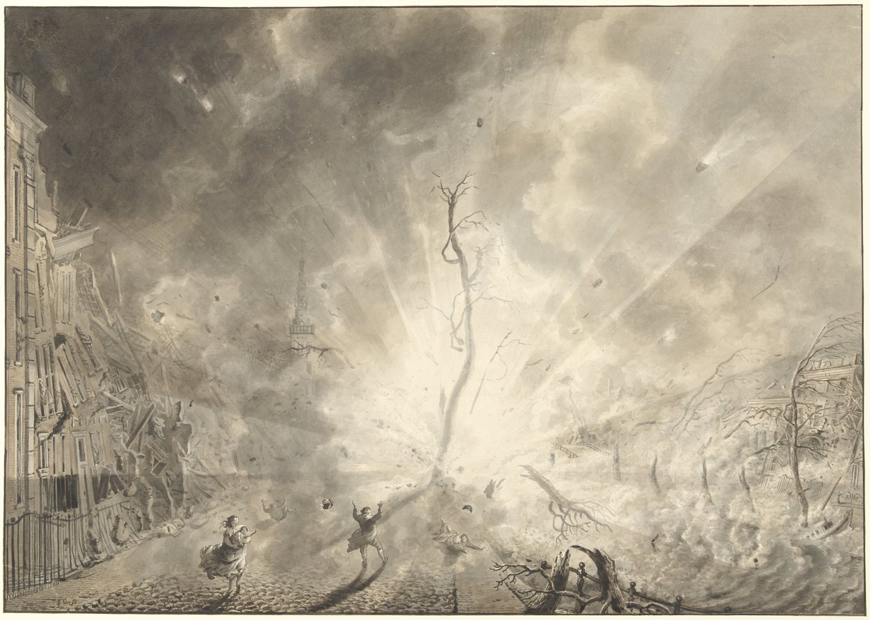 Katastrofa se střelným prachem v Leidenu, 12. ledna 1807 od Pieter Gerardus van Os (signed by artist)