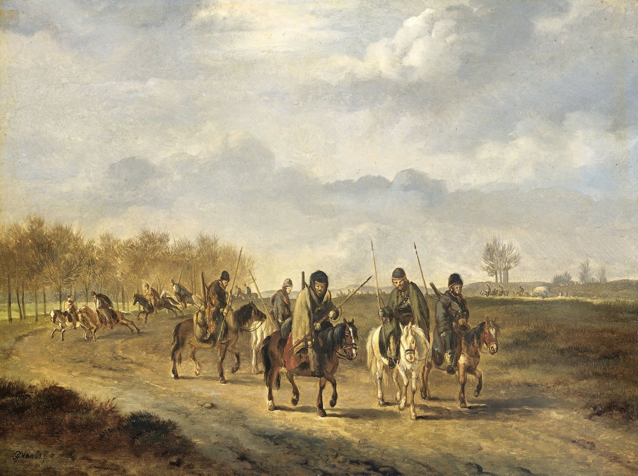 Kozáci na venkovské cestě poblíž Bergenu v Severním Holandsku, 1813 od Pieter Gerardus van Os