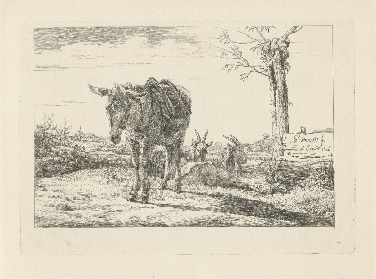 Oslík a dvě kozy od Pieter Gerardus van Os