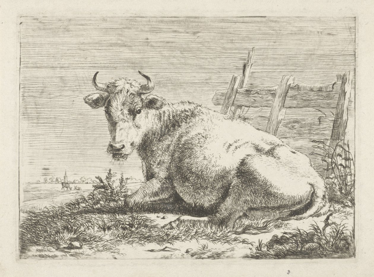Ležící kráva u plotu Krávy (název série) od Pieter Gerardus van Os