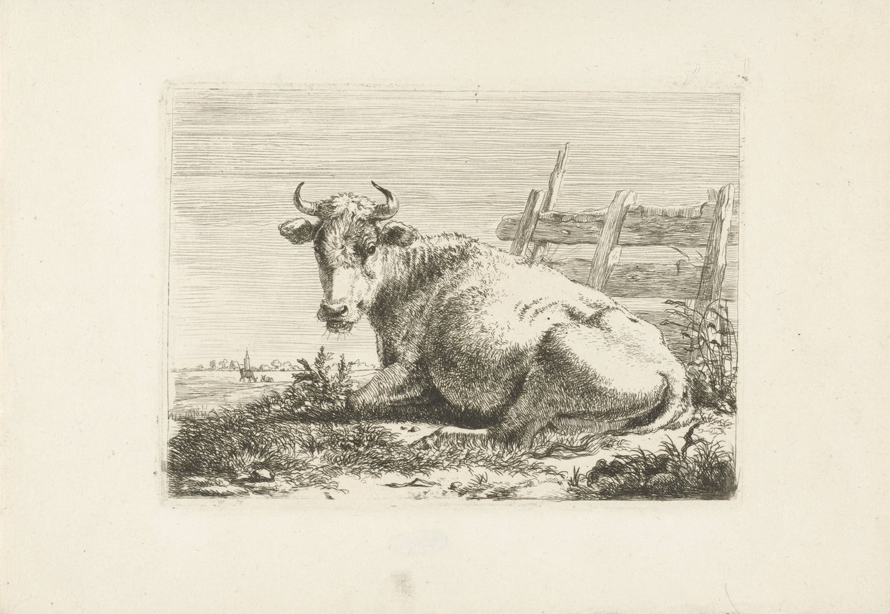Ležící kráva u plotu Krávy (název série) od Pieter Gerardus van Os