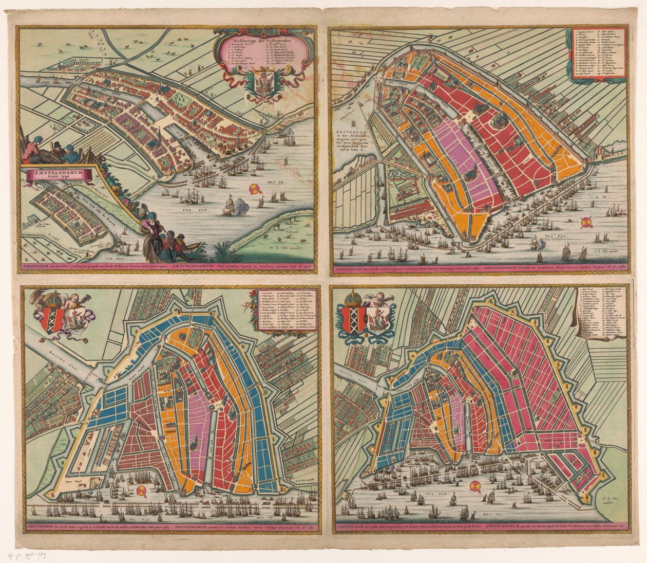 Čtyři mapy Amsterdamu od roku 1400 do roku 1612 Amsteldam soo it self has been omhaynt (...) (titul on object) Amsterdam zvětšený podruhé byl poprvé rozšířen o Steene Mueren inden jaere 1482 (...) (název na objektu) Amsteldam čtvrtý od Pieter Hendricksz. Schut (possibly)