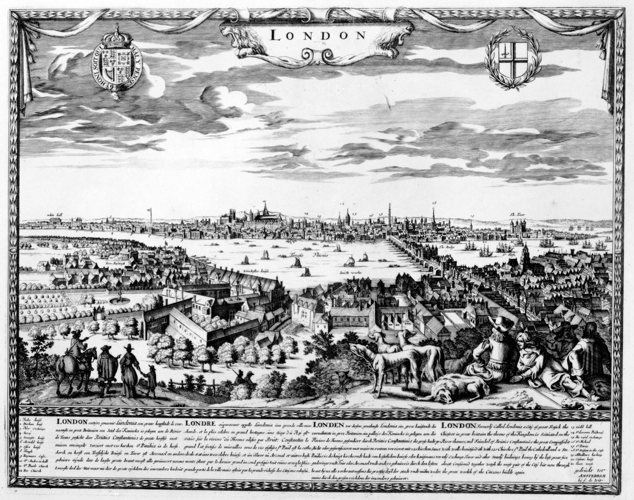 Pohled na Londýn, cca 1700 od Pieter Hendricksz Schut