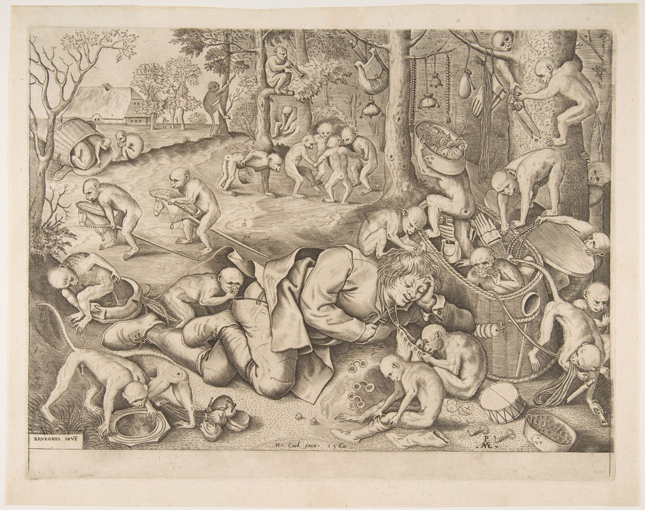 Kupec oloupený opicemi, 1562 od Pieter Heyden van der