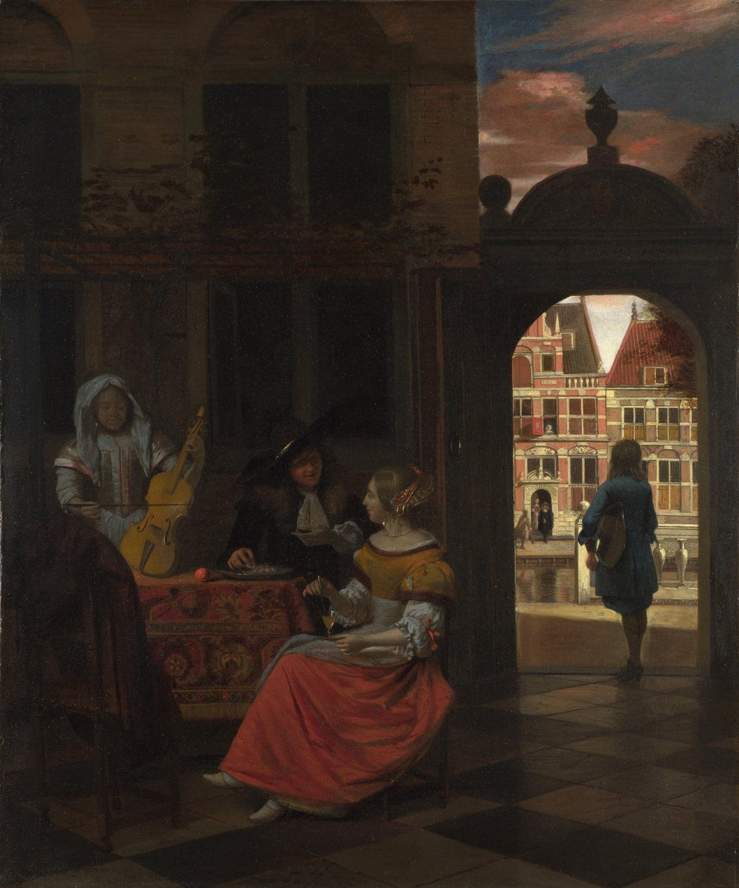 Hudební večírek na nádvoří, 1677 od Pieter Hooch de