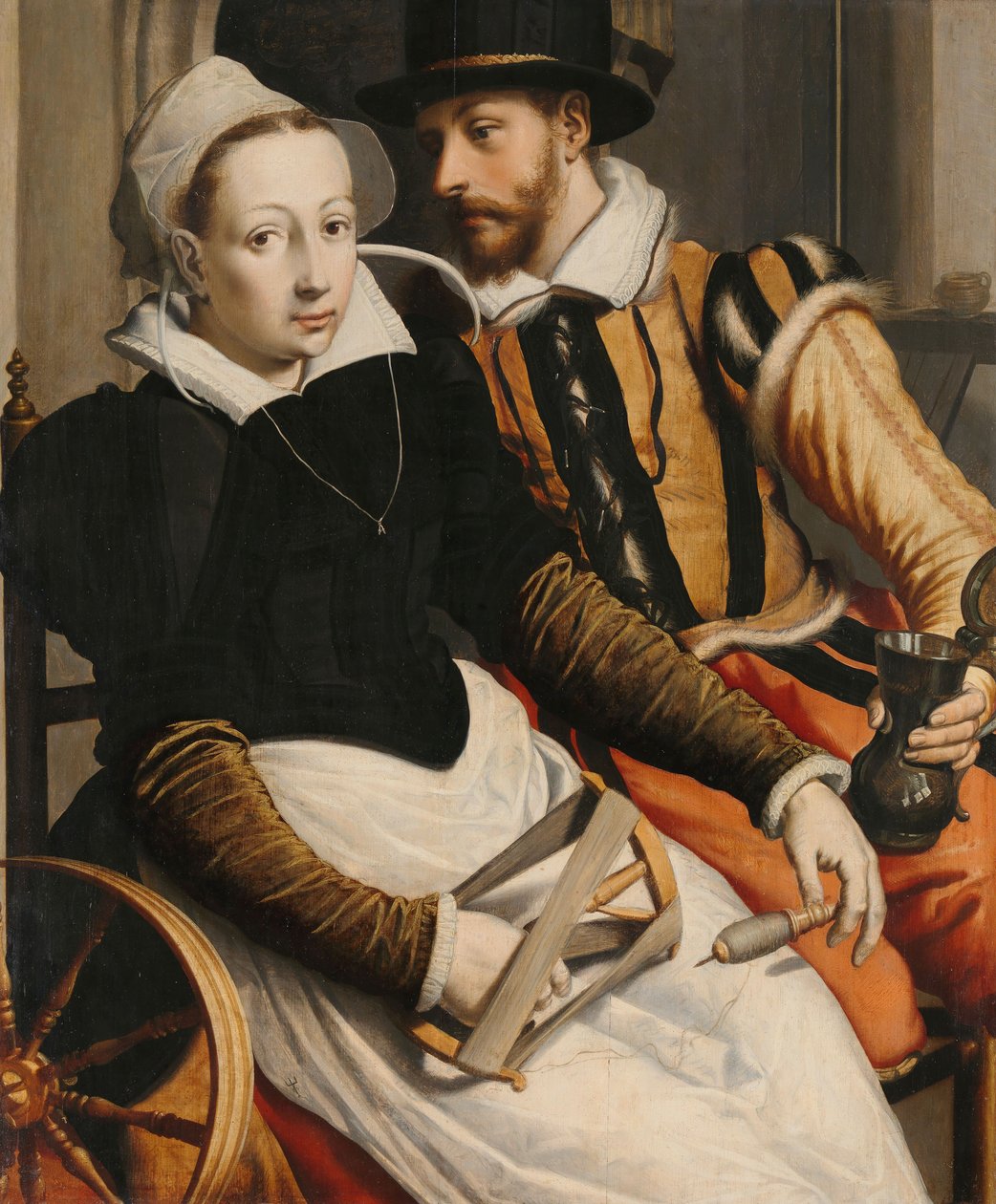 Muž a žena na kolovratu, c. 1560-70 od Pieter Pietersz the Elder