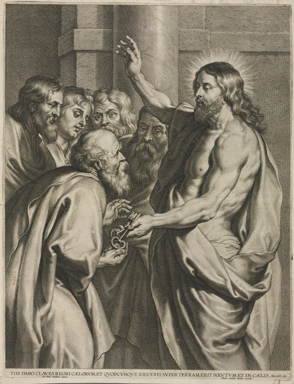 Kristus dává klíče Petrovi. od Pieter I de Jode
