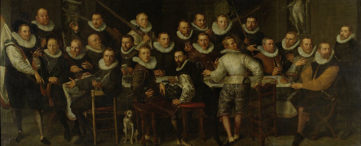 Společnost kapitána Gillis Jansz Valckeniera a poručíka Pietera Jacobsze Basa, Amsterdam, 1599 od Pieter Isaacsz.
