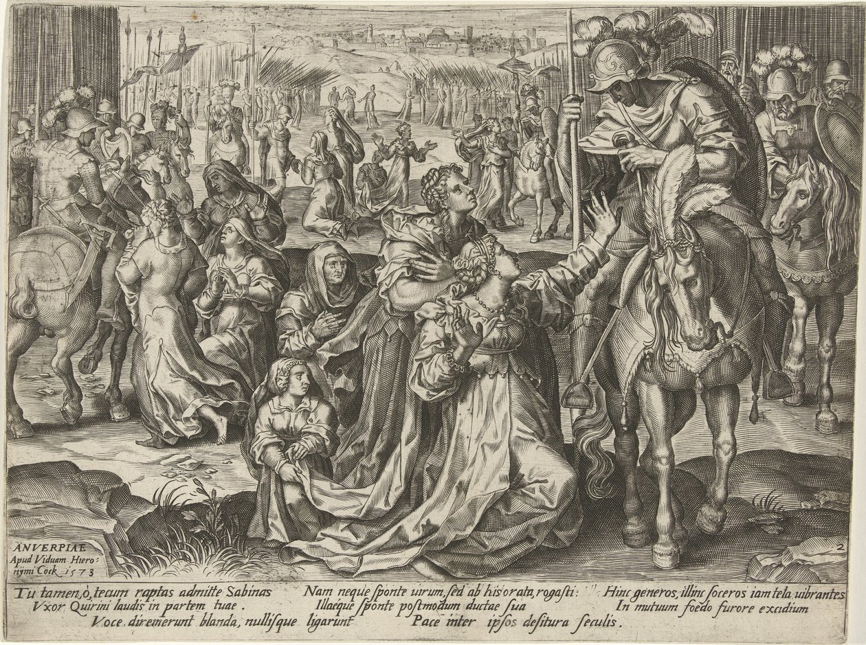Smíření mezi Sabiny a Římany Zobrazení z římské historie (název série) od Pieter Jalhea Furnius