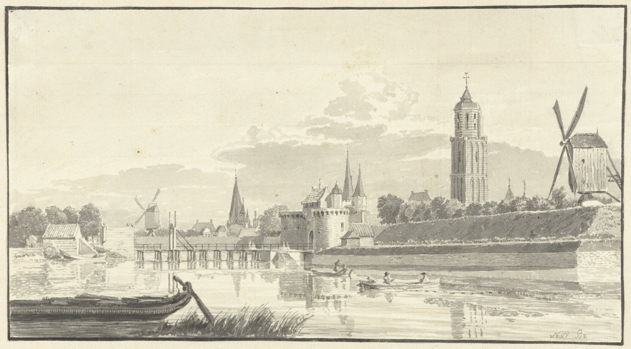 Kamperpoort ve Zwolle od Pieter Jan van Liender (attributed to)