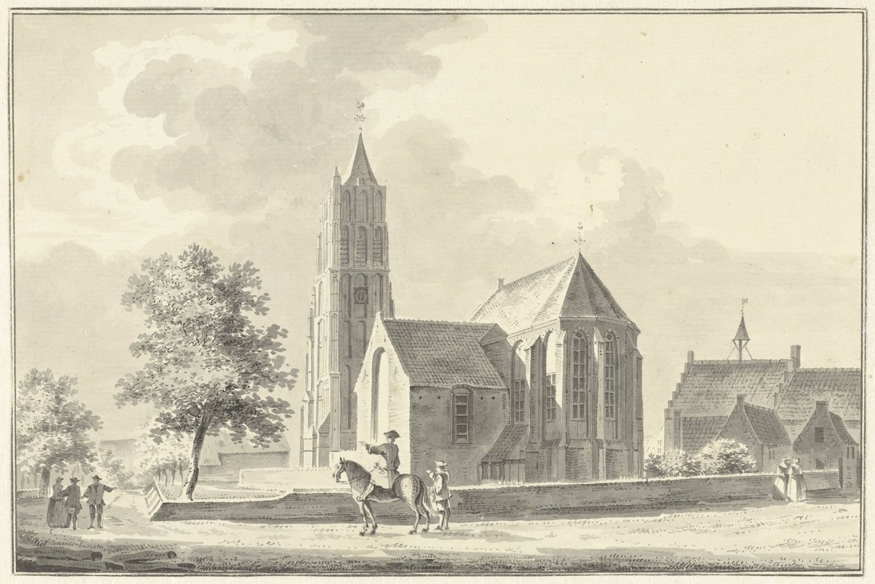 Kostel a radnice v Heukelom od Pieter Jan van Liender