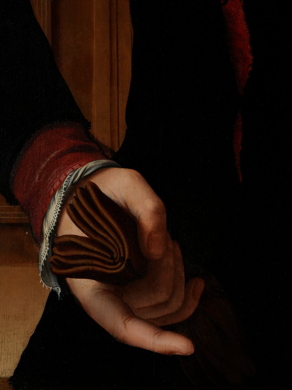Detail portrétu Jana van Eyewervea od Pieter Jansz. Pourbus