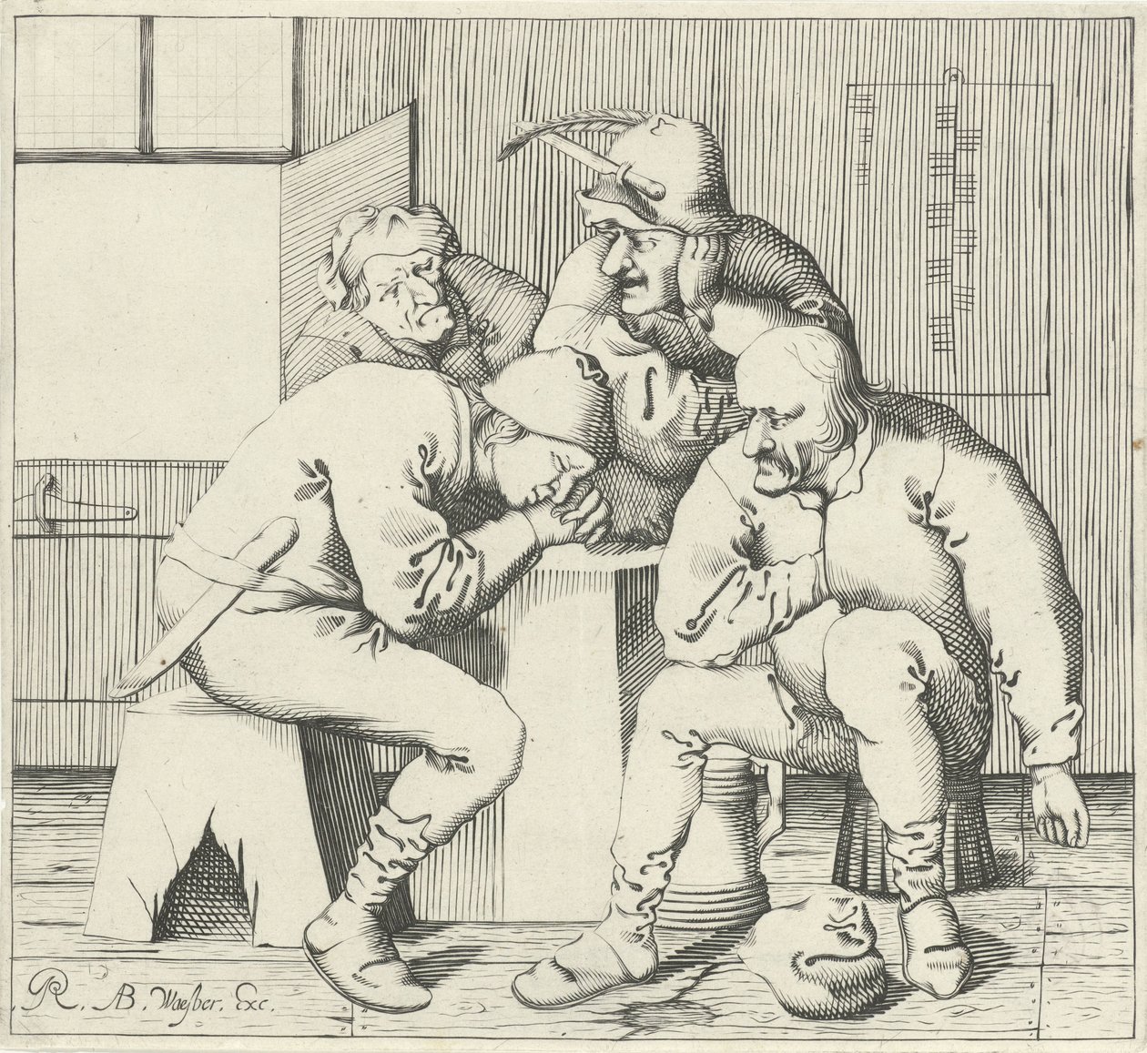 Čtyři muži kolem stolu od Pieter Jansz Quast (possibly)