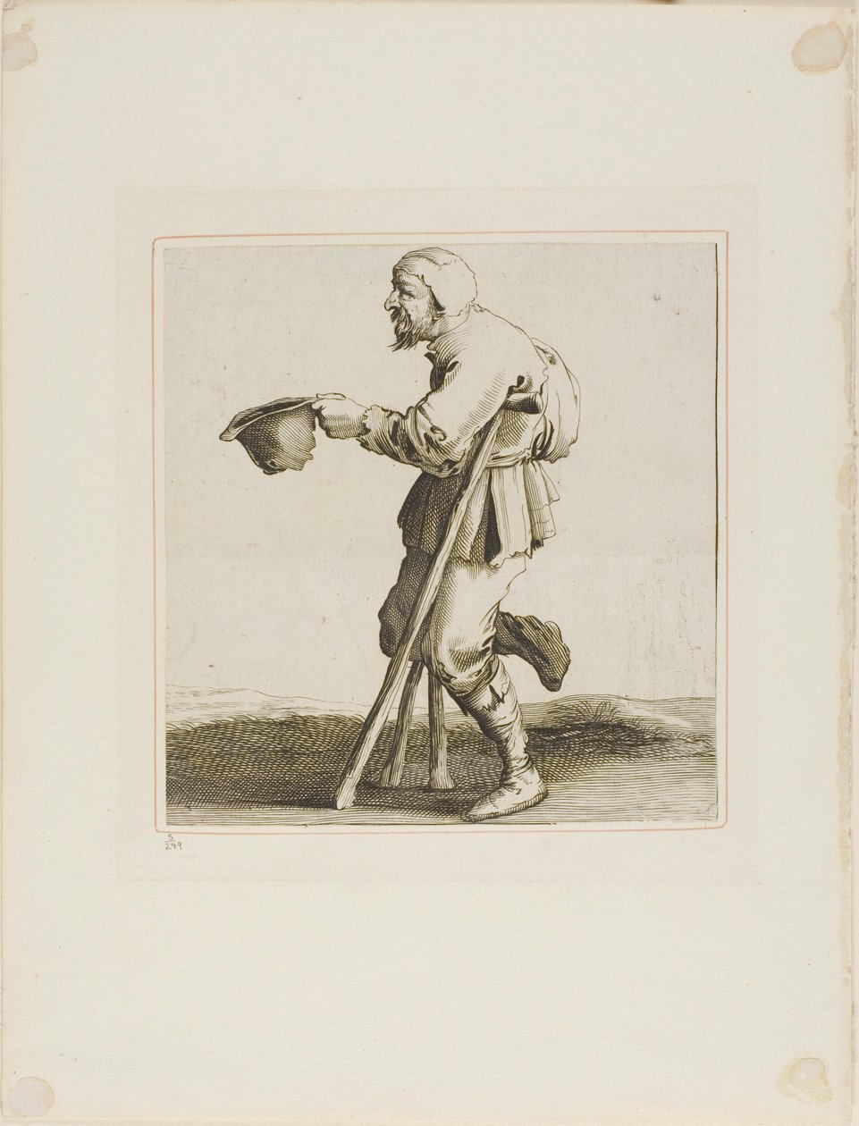 Lame Beggar Asking for Alms, od T is al verwart-gaern (To už je matoucí) od Pieter Jansz. Quast