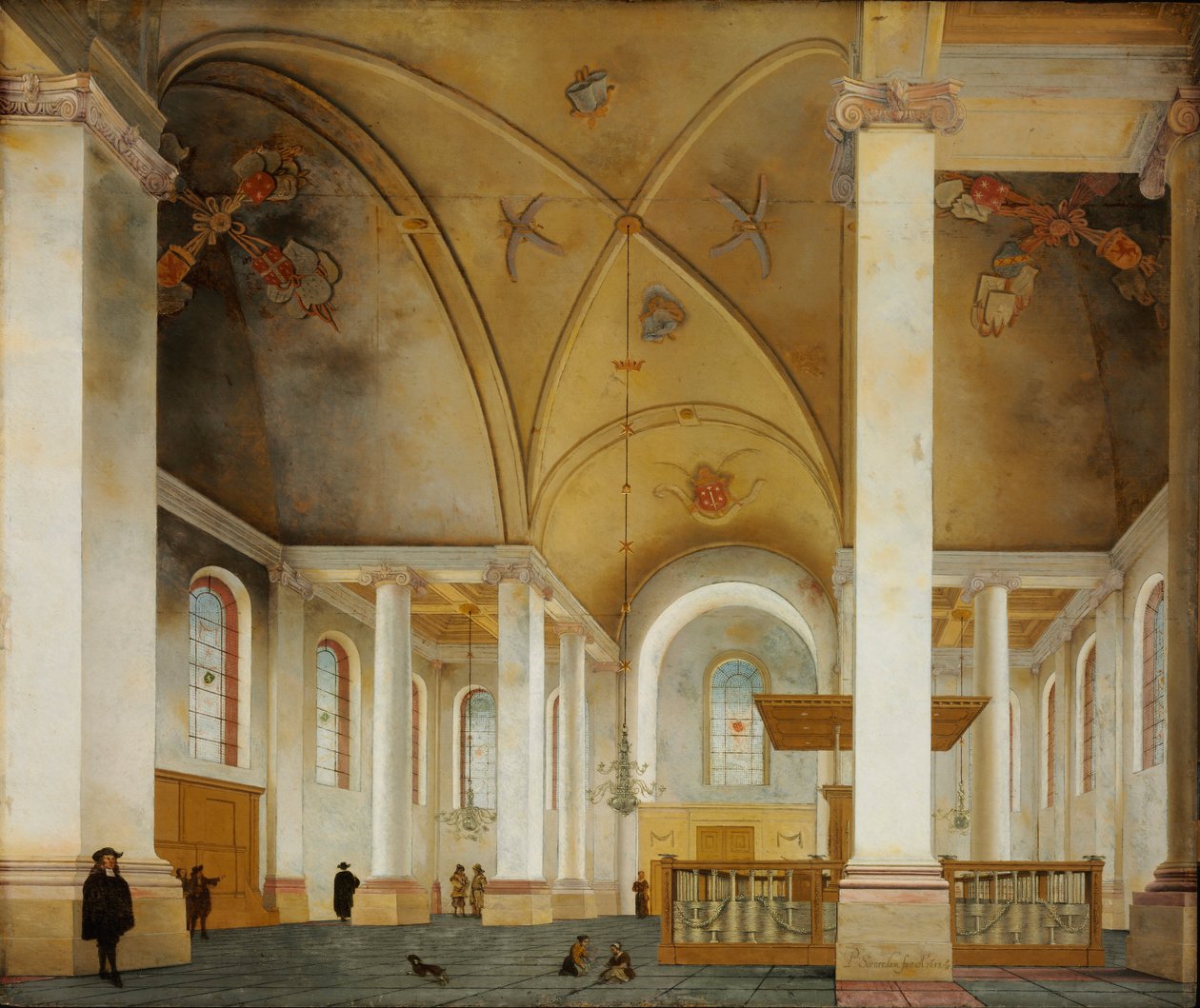 Nový kostel v Haarlemu - Peinture de Pieter Saenredam (1597-1665) - 1653 - Olej na dřevě - 86x103 - Muzeum Szepmuveszeti, Budapešť od Pieter Jansz Saenredam