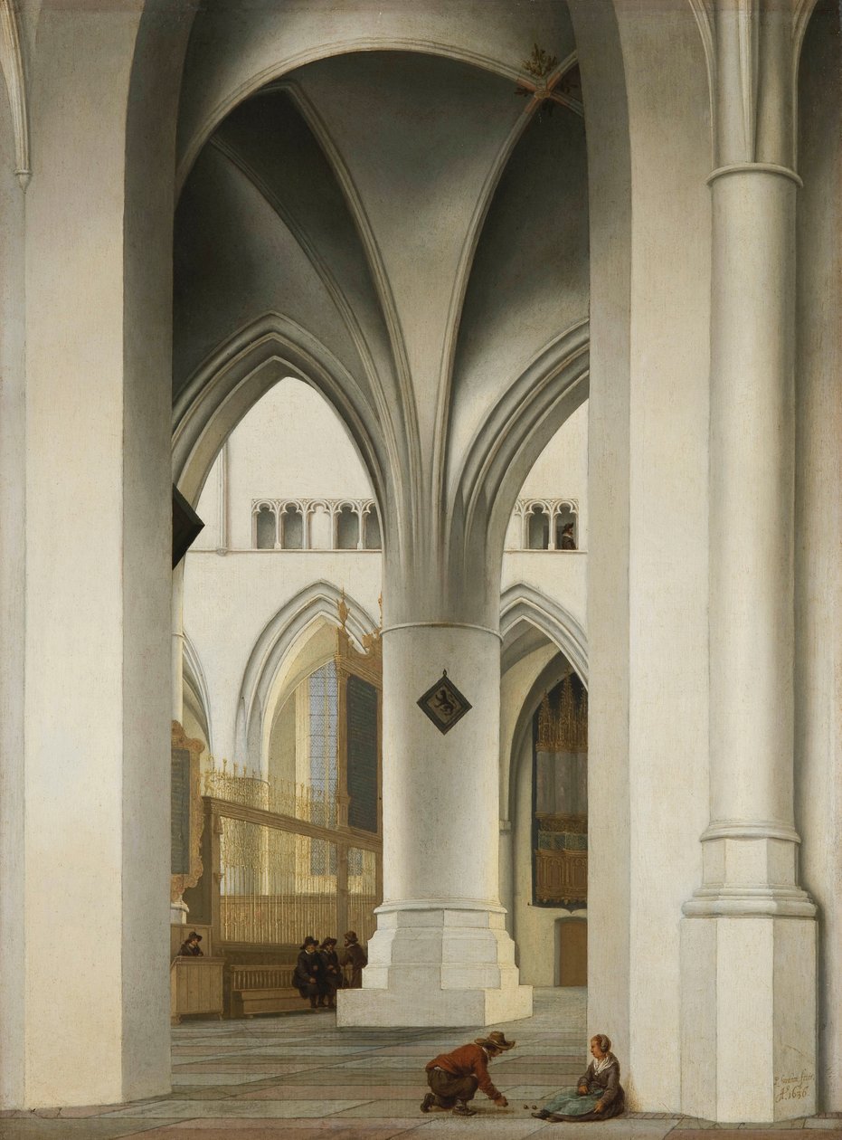 "Pohled na sbor kostela svatého Bava v Haarlemu, Holandsko"" (Sbor kostela svatého Bava v Haarlemu) Malba Pietera Saenredama (1597-1665) od Pieter Jansz Saenredam