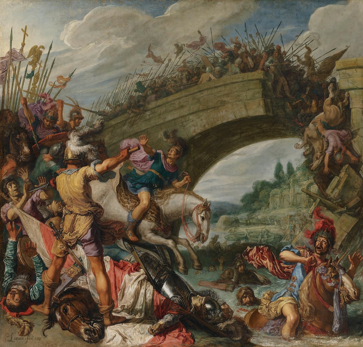 Bitva mezi Konstantinem a Maxentiem od Pieter Lastman