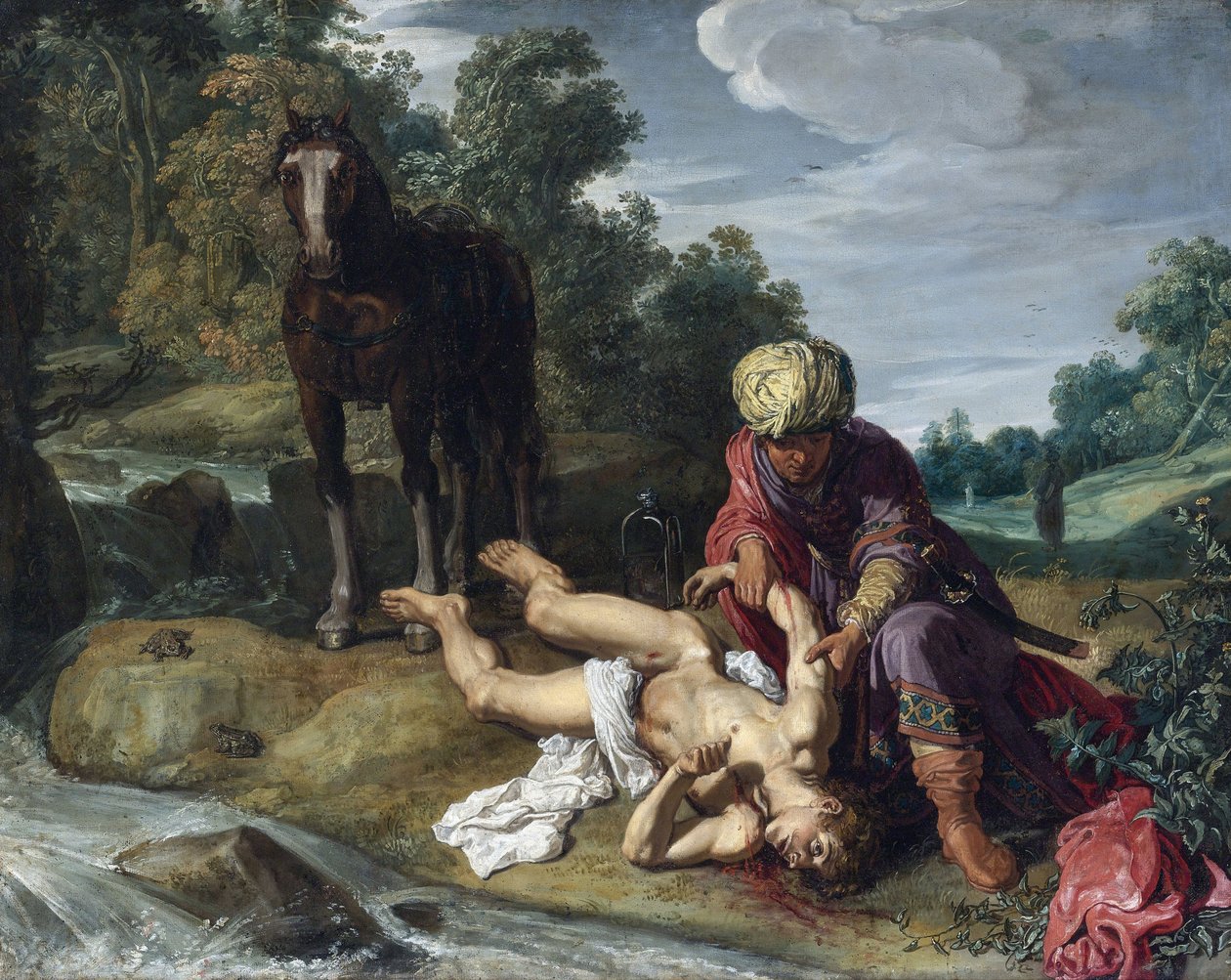 Bon Samaritain - Dobrý Samaritán - Peinture de Pieter Pietersz Lastman (1583-1633), c. 1612 - Olej na plátně od Pieter Lastman