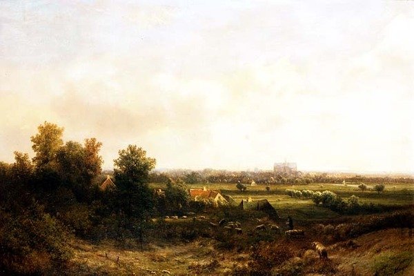 Pastýř a jeho stádo poblíž Haarlemu od Pieter Lodewijk Francisco