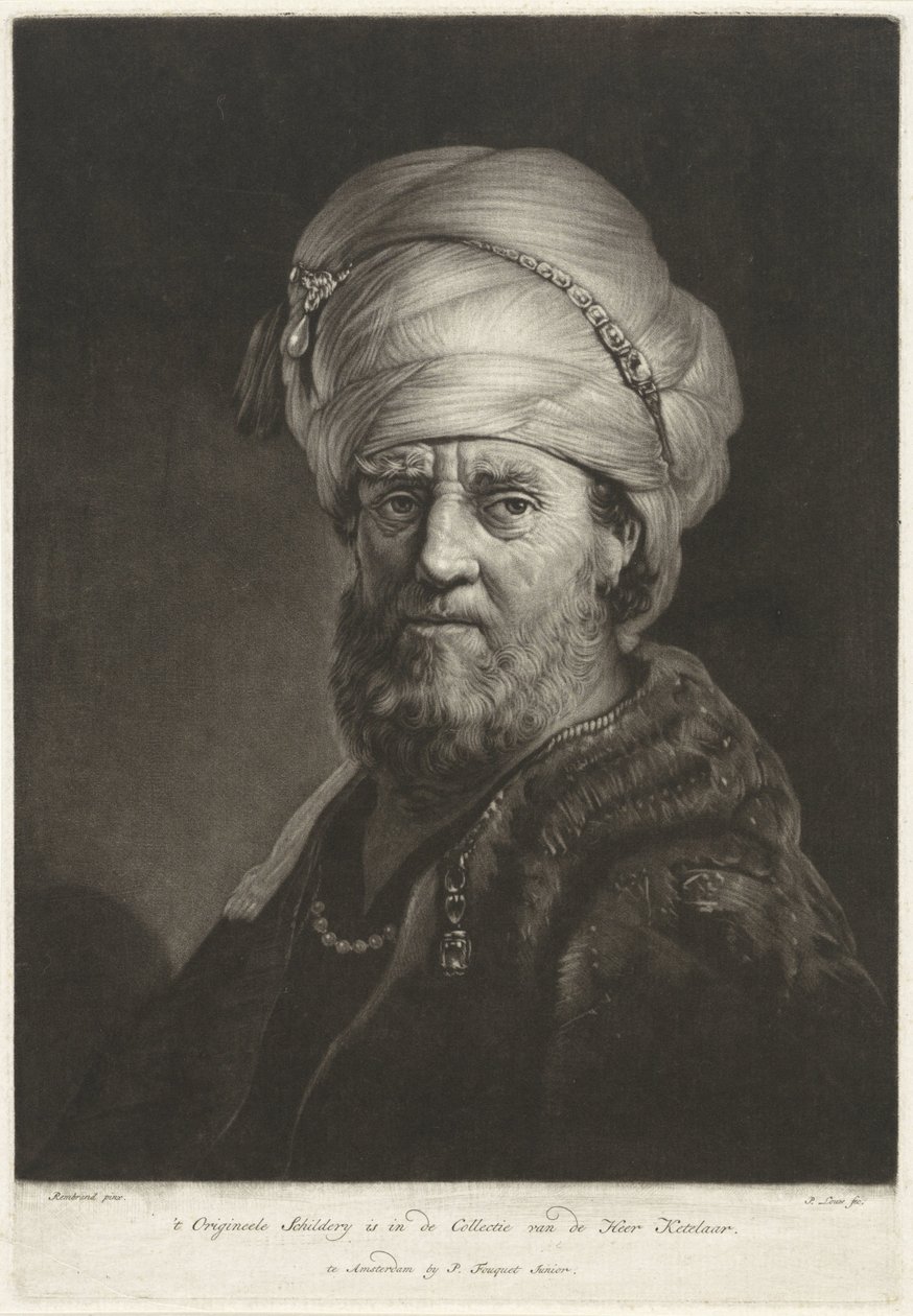 Portrét busta muže v turbanu od Pieter Louw