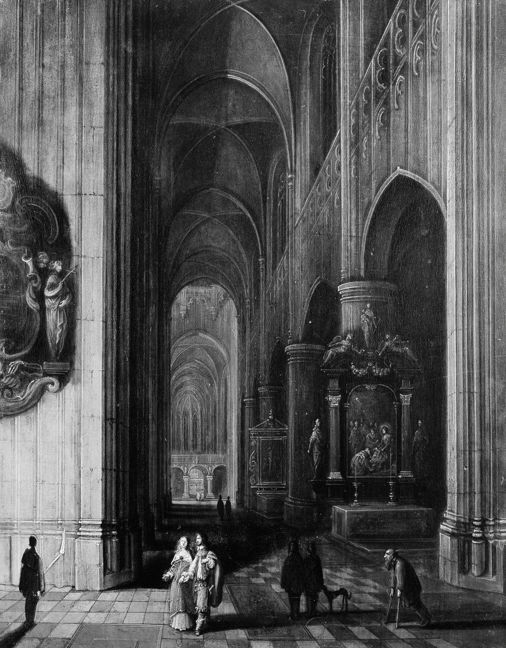 Interiér gotického kostela v noci, ca. 1660. od Pieter Neefs