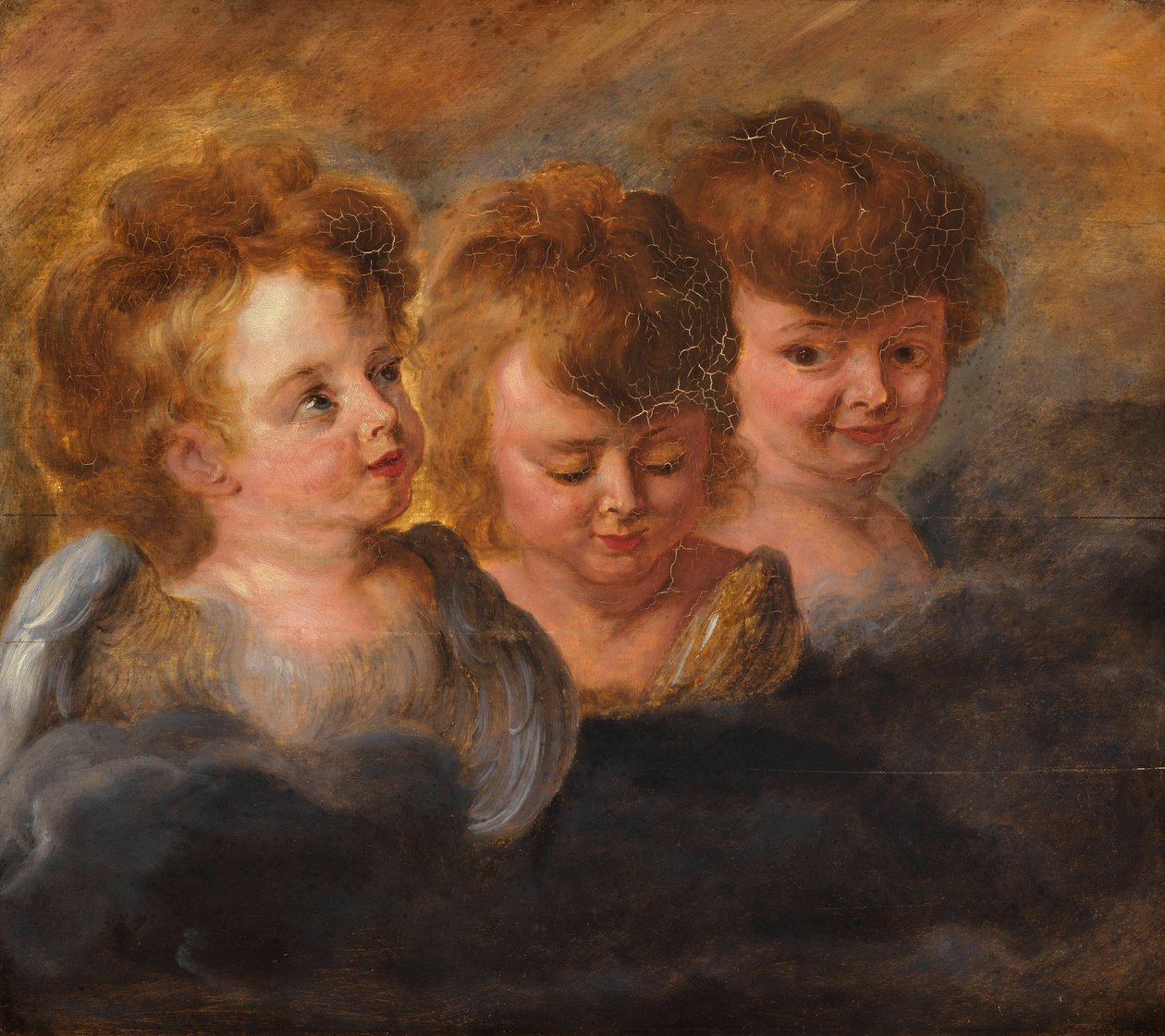 Tři hlavy andělů v oblacích. od Pieter Paul Rubens