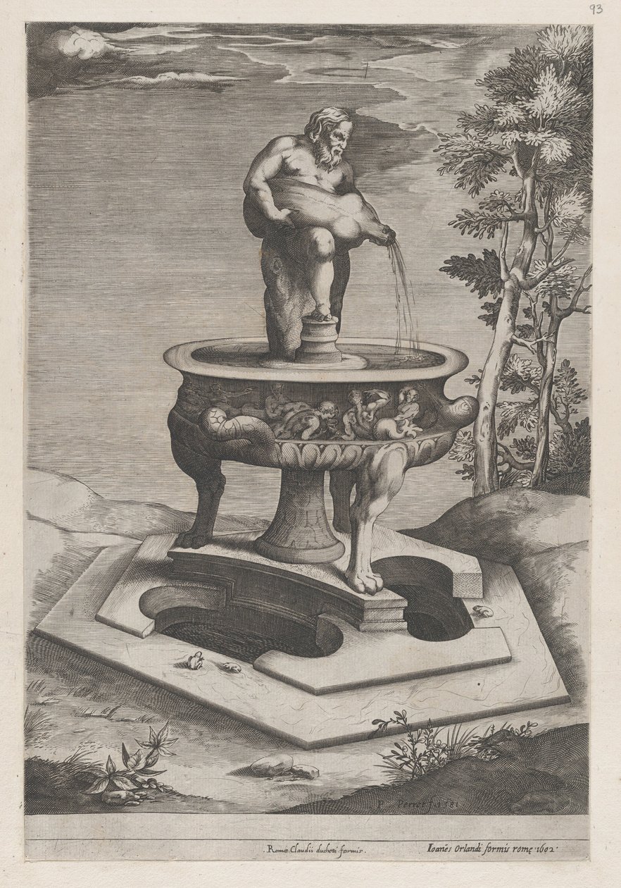 Zrcadlo římské velkoleposti: Fontána a pánev, 1581., 1581. od Pieter Perret