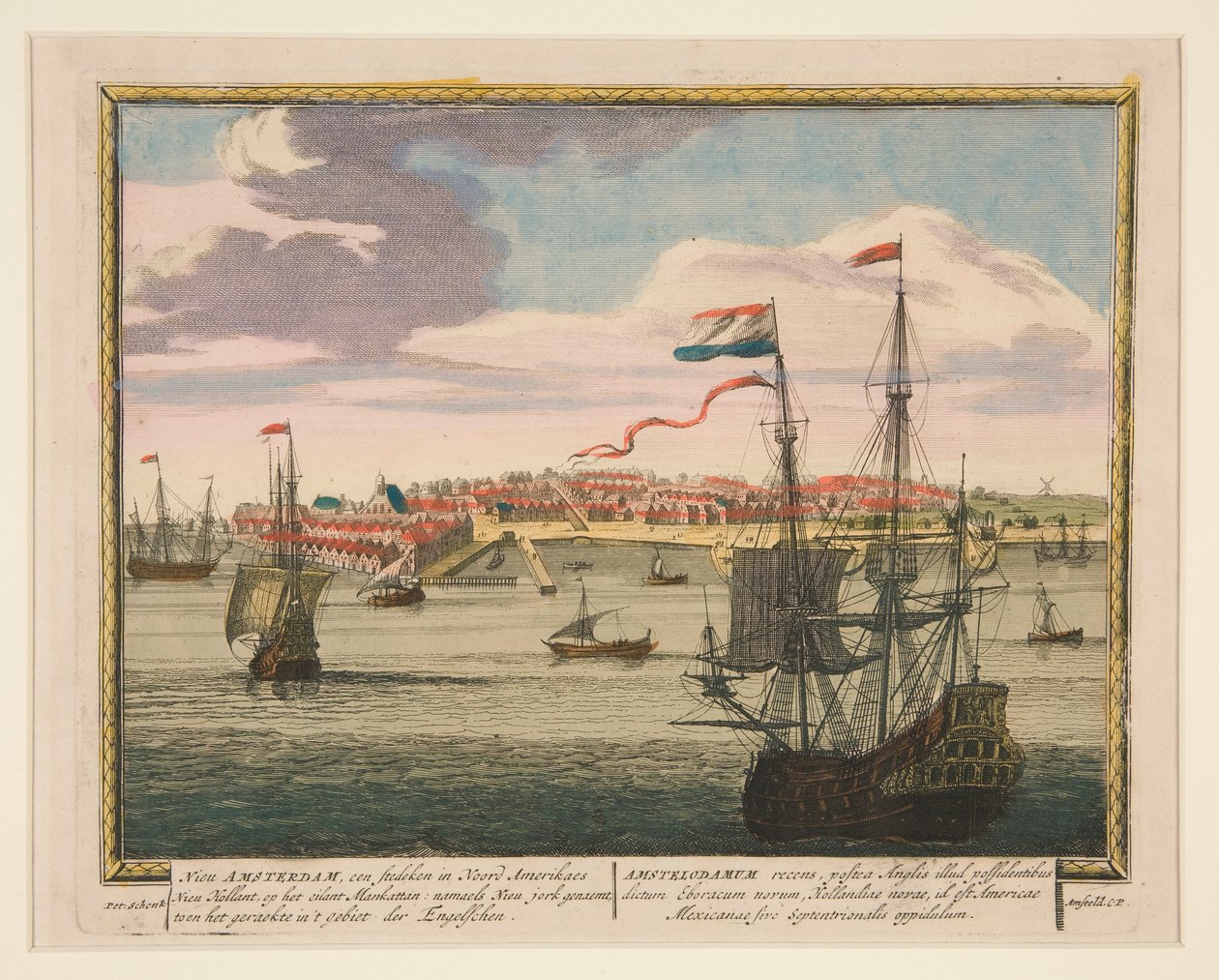 Nový Amsterdam, města v Severní Americe Nieu Holland, na ostrově Mankattan: namaels New jork tzv. od Pieter Schenck I
