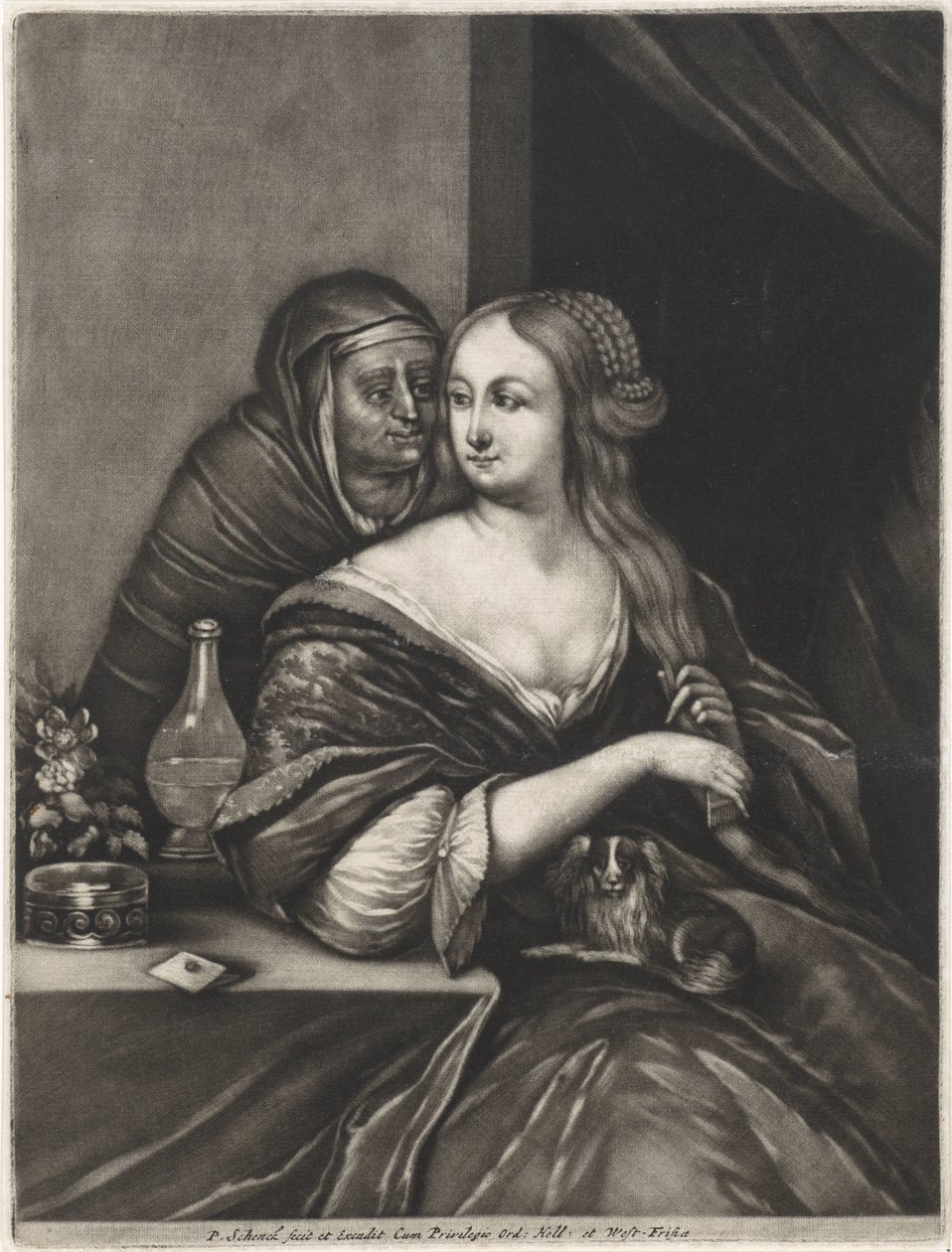 Mladá žena a dohazovač od Pieter Schenk (I)