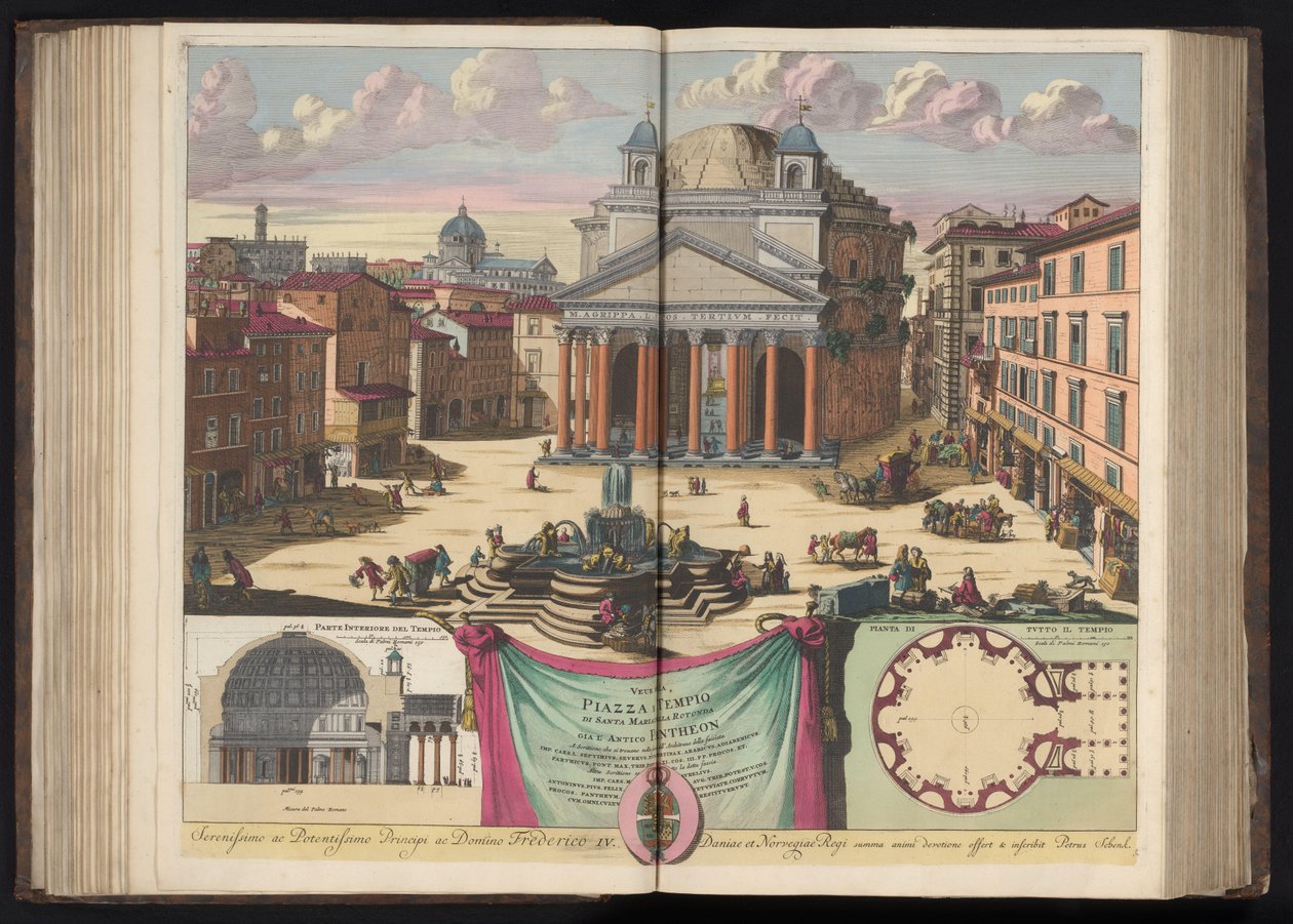 Pantheon v Římě Veue de la Piazza a chrám Santa Maria della Rotonda již starověký Pantheon (název na objektu) od Pieter Schenk (I)