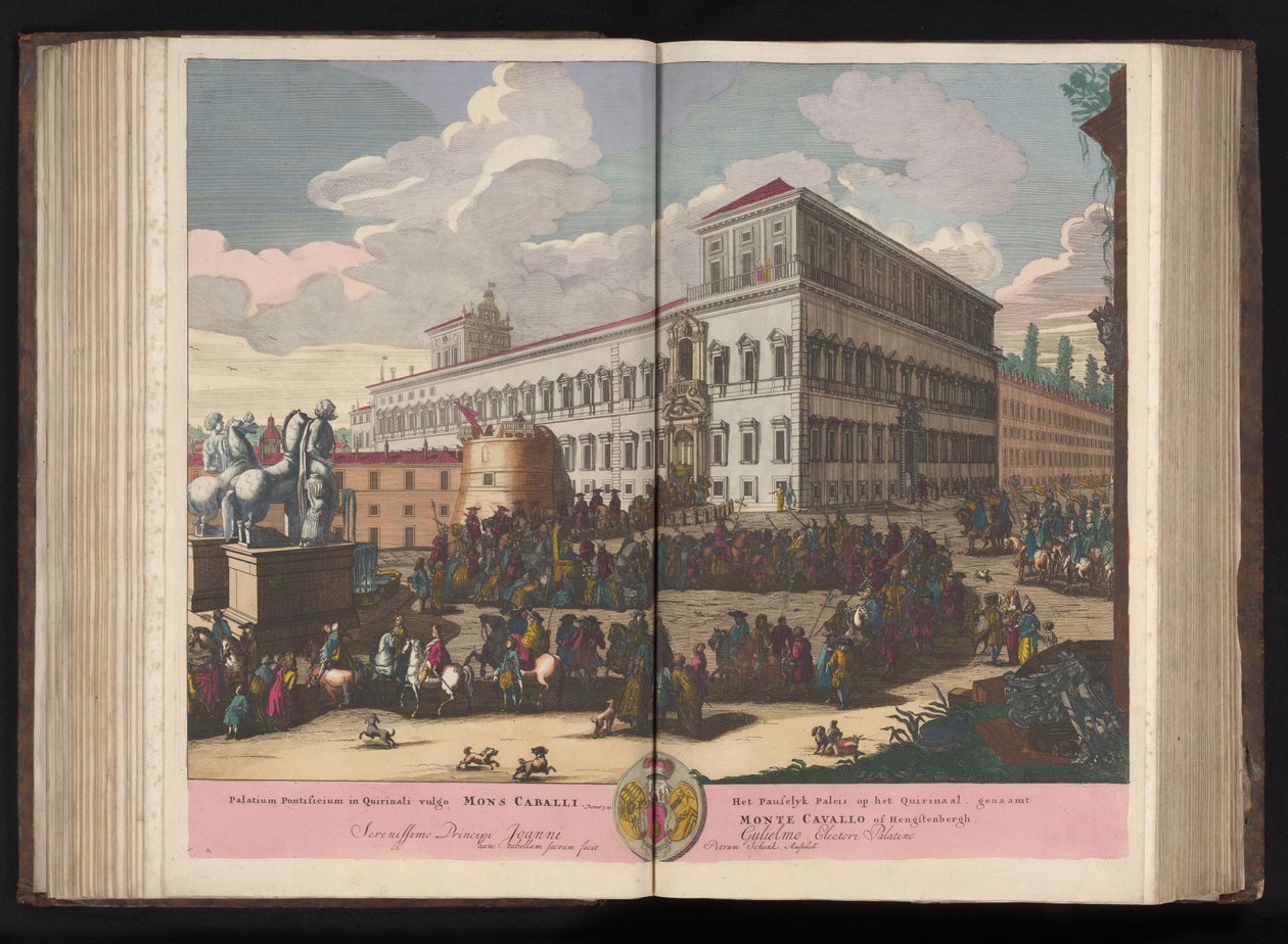 Piazza del Quirinale v Římě Papežský palác v Quirinale, běžně známý jako Mount Caball (...) (název na předmětu) od Pieter Schenk (I)