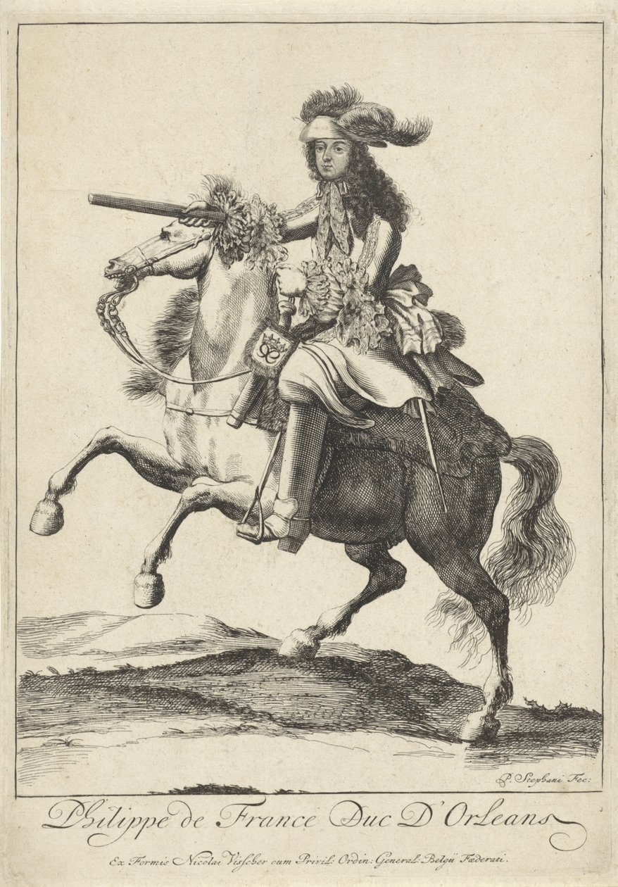 Jezdecký portrét Filipa I., vévody z Orléans od Pieter Stevens (vermeld in 1689)