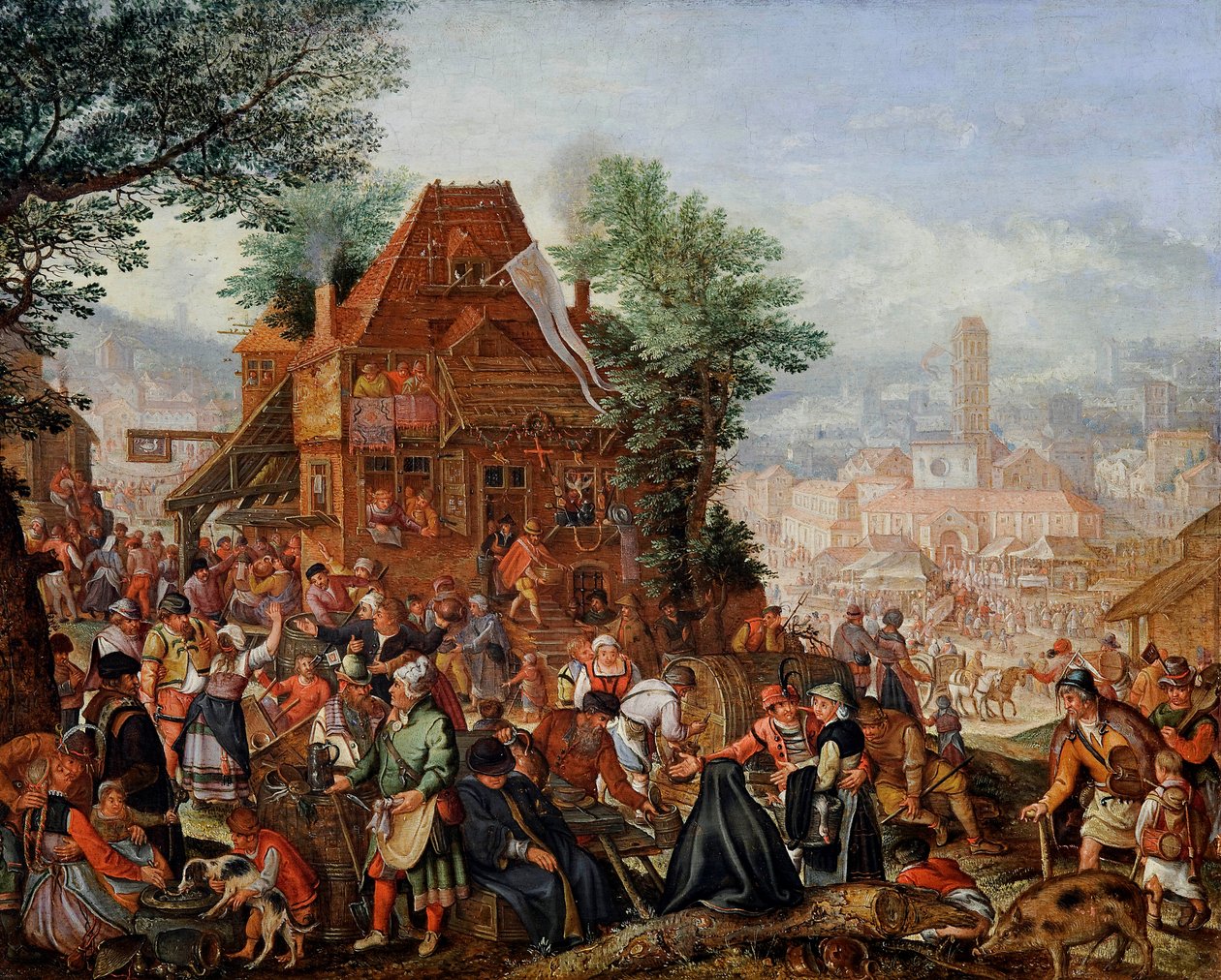 ""Vesnická slavnost za vysvěcení kostela"" (Svátek k výročí vysvěcení kostela) Obraz Pietera Stevense II (Stephani Petrus) (asi 1567-po 1624) od Pieter Stevens