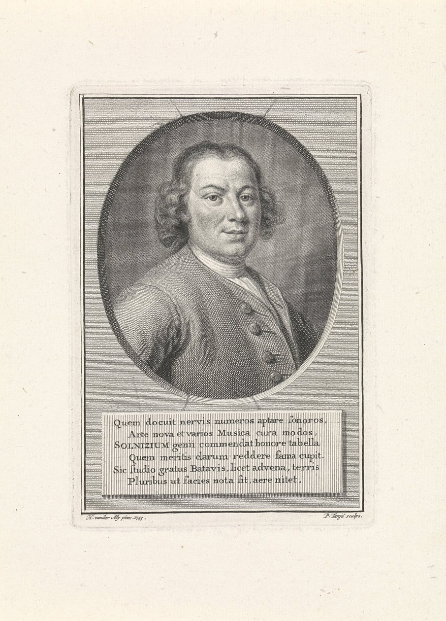 Portrét skladatele Antona Wilhelma Solnitze 1708-1752, c. 1750 od Pieter Tanjé