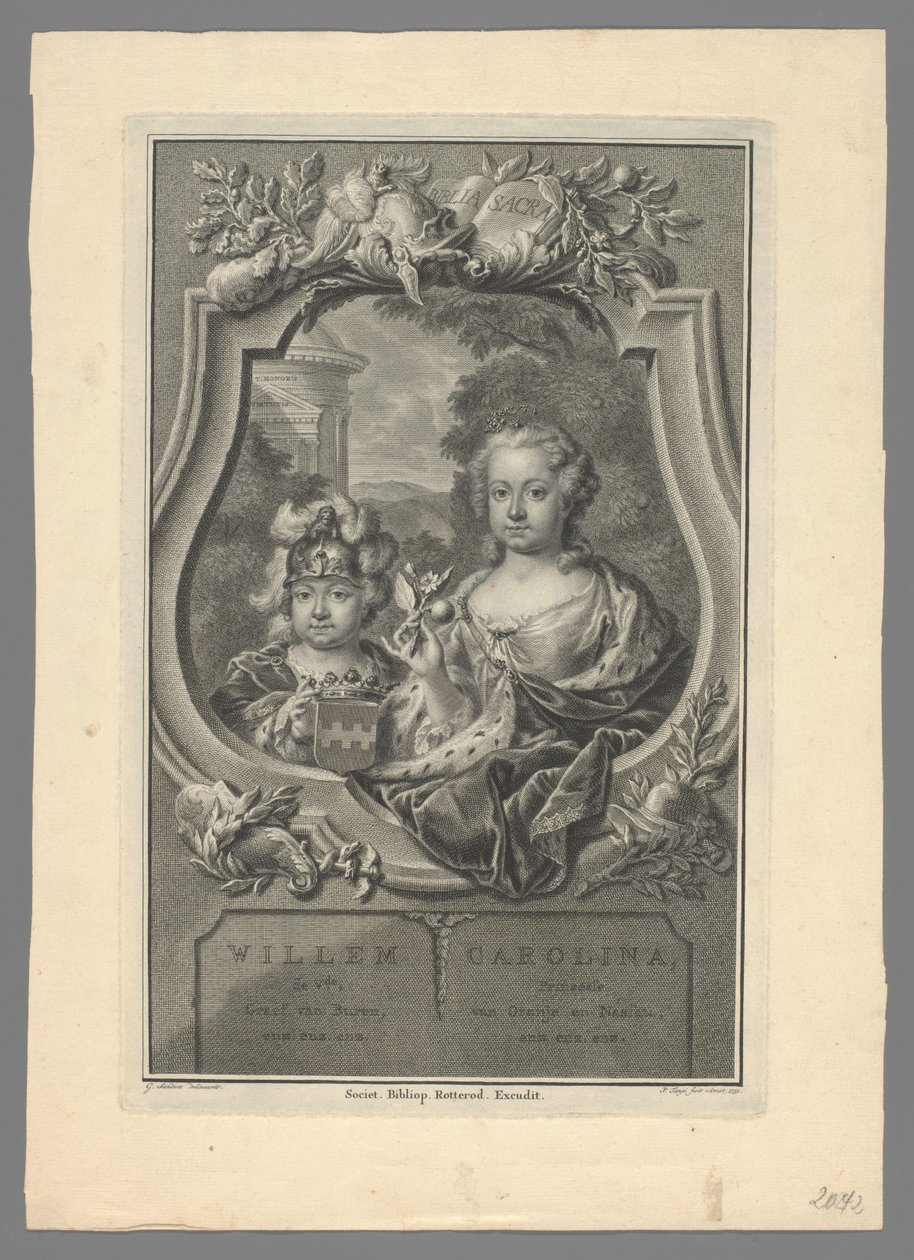 Portrét Williama V., prince z Orange-Nassau, a Karolíny, princezny z Orange-Nassau od Pieter Tanjé